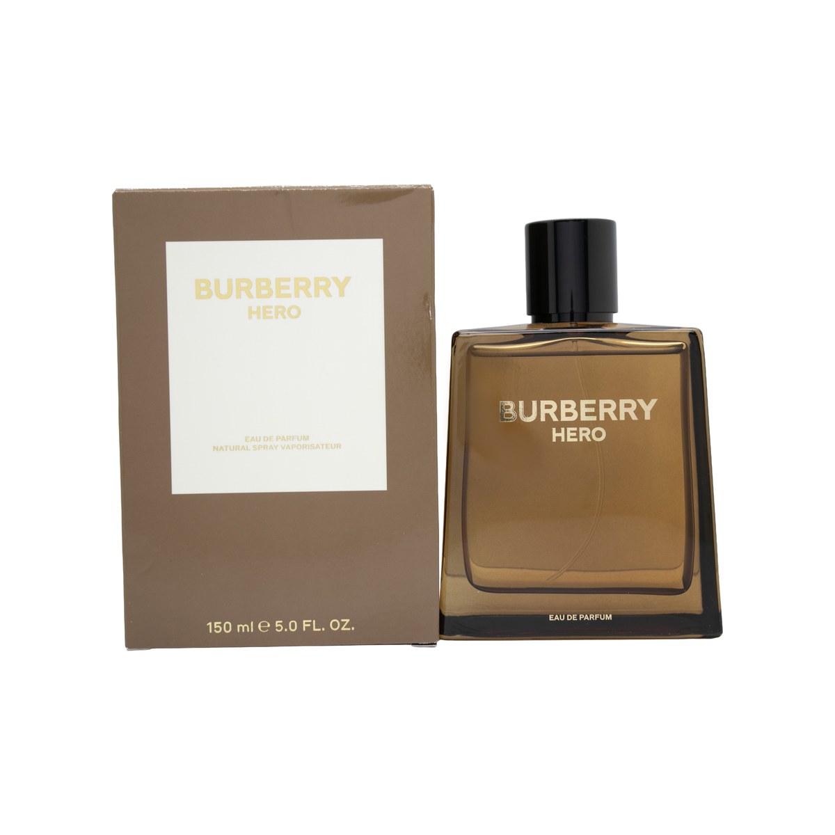 Burberry Hero Eau De Parfum, Burberry 150 ml – kantet flaske i mørk eg og guld med TB-monogram