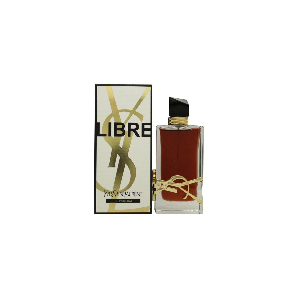 Yves Saint Laurent Libre Le Parfum, Yves Saint Laurent, 90 ml – gylden ravfarvet flakon med sort låg og gulddetaljer.