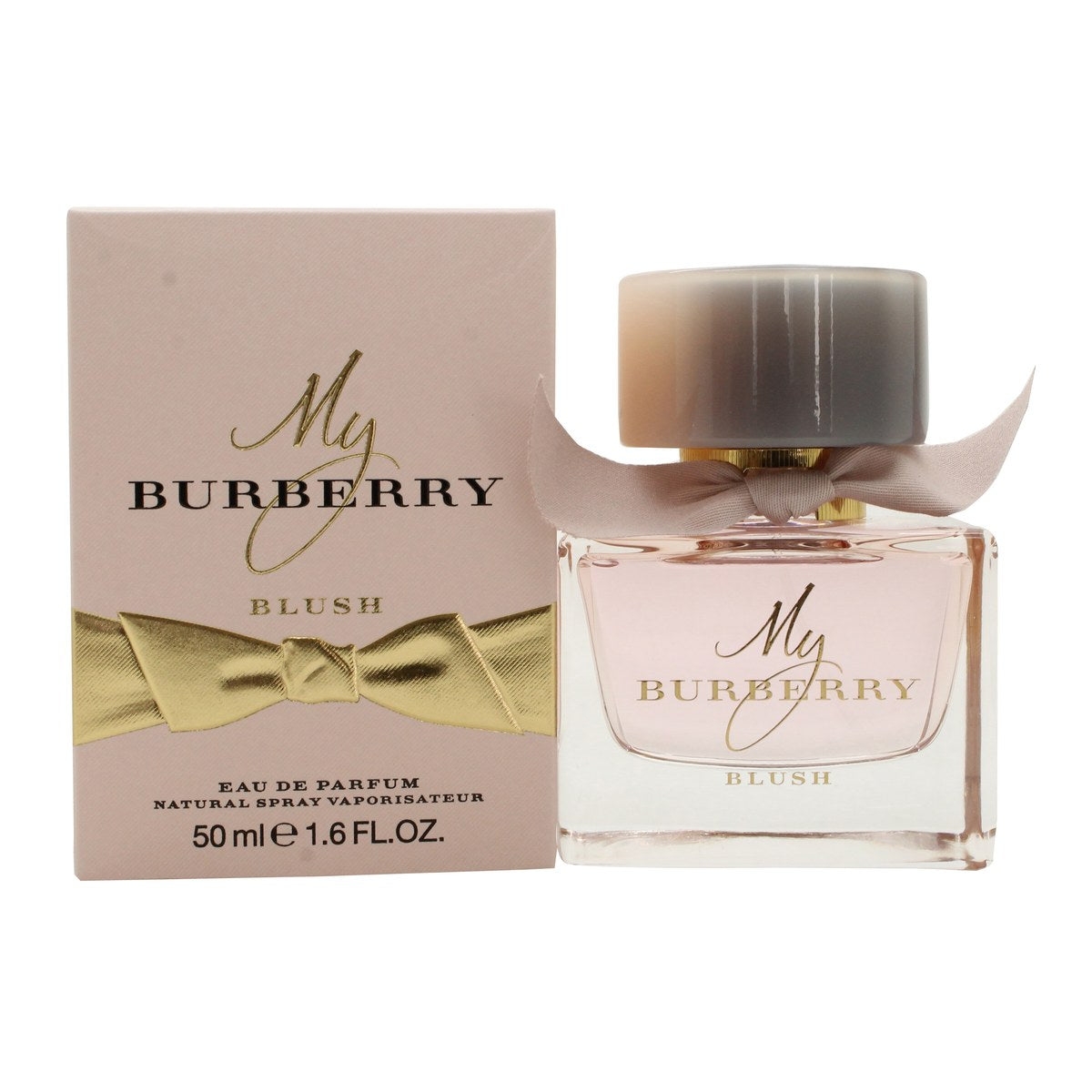 Burberry My Burberry Blush Eau de Parfum 50 ml fra Burberry, lyserød glasflakon med sløjfe og gyldent låg