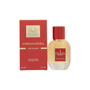 Gisada Ambassadora Eau De Parfum Gisada 50 ml, elegant rosa glasflakon med firkantet form og gyldne detaljer