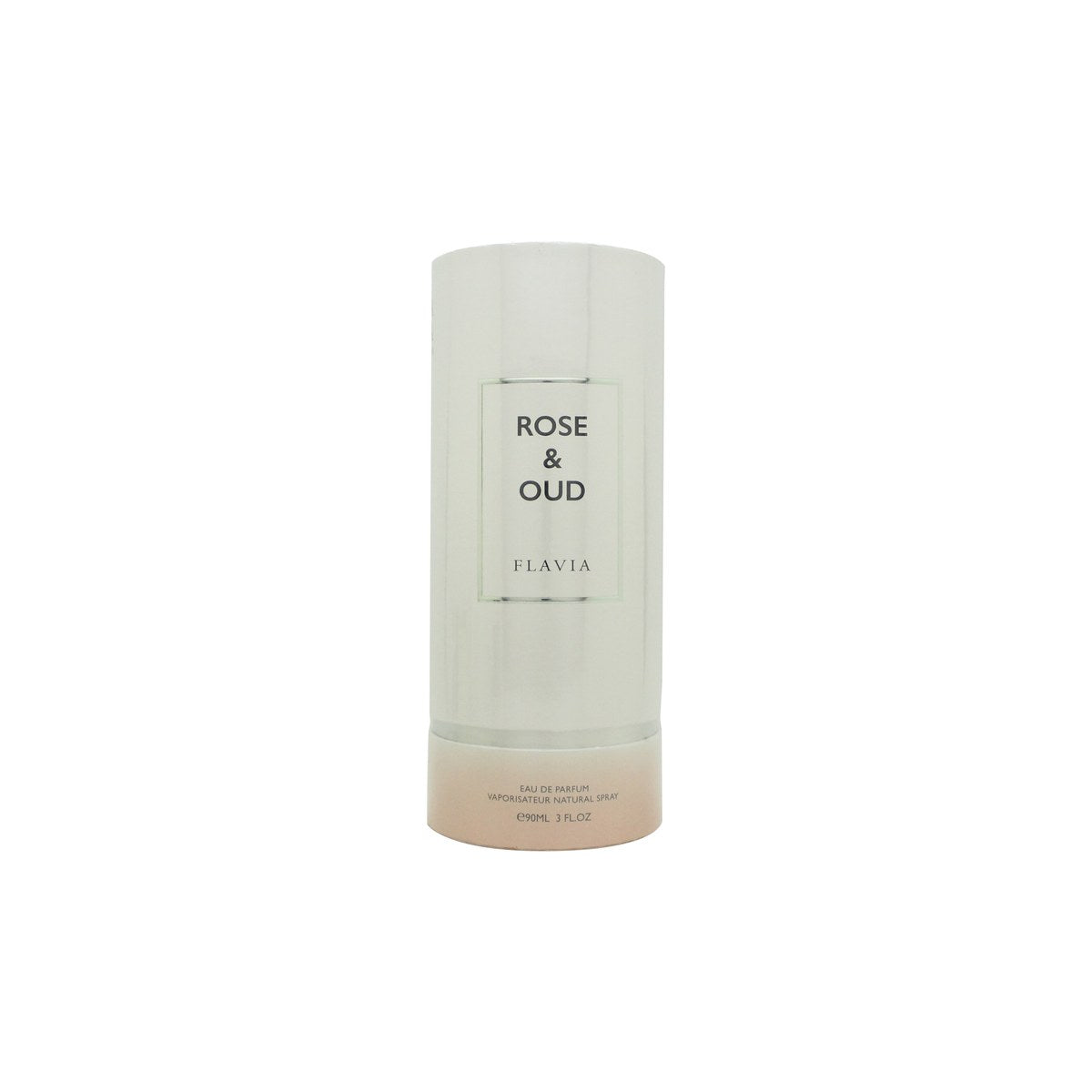 Flavia Rose & Oud Eau de Parfum 90 ml – elegant sort glasflakon med gyldne detaljer og minimalistisk design