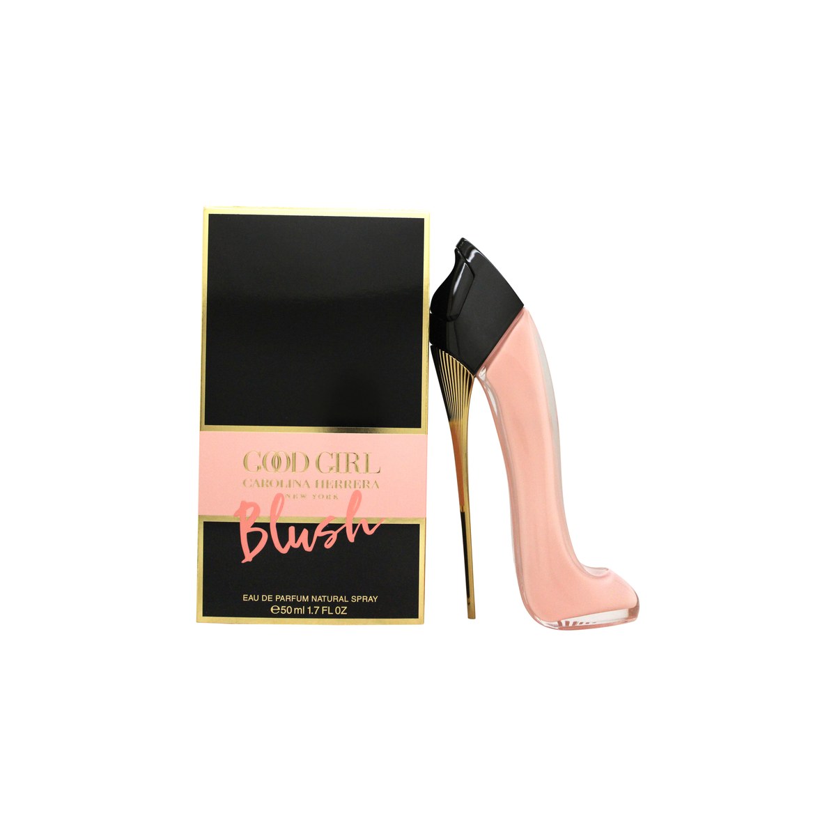 Good Girl Blush Eau De Parfum, Carolina Herrera, 50 ml – stilettoformet flaske i pastelrosa med blank guldfarvet hæl
