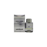 Mont Blanc Explorer Platinum Eau de Parfum 60 ml fra Mont Blanc, sølvgrå flakon med struktureret hylster og sort korkprop.