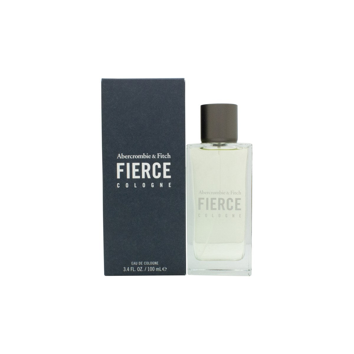 Abercrombie & Fitch Fierce Eau de Cologne 100 ml, Abercrombie & Fitch – klar glasflaske med sølvfarvet spray og præget logo