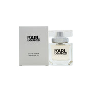 Karl Lagerfeld Karl Lagerfeld for Her Eau de Parfum 45 ml – slank, lysrosa flaske i klart glas med sort låg og logo