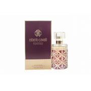 Roberto Cavalli Florence Eau de Parfum 75 ml – rosa facetslebet glasflaske med gylden kapsel og feminint design