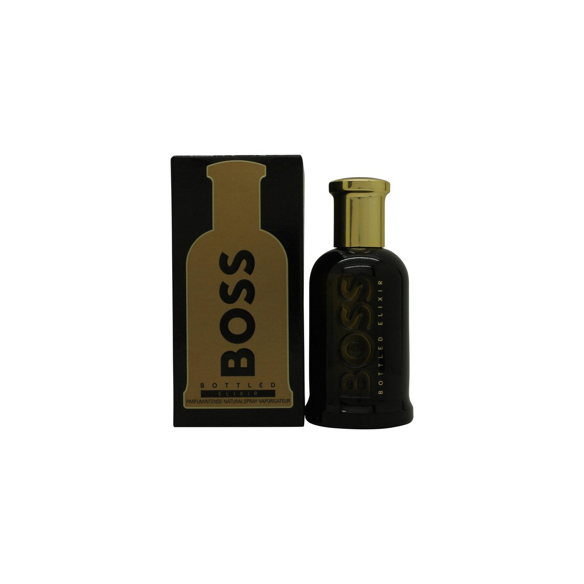 Hugo Boss Boss Bottled Elixir Eau de Parfum 50 ml – mørk ravfarvet glasflaske med sort låg og logo