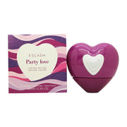 Party Love Eau De Parfum Escada 100 ml, kirsebærformet flaske i rødt glas med grøn stilk og legende udtryk