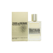 This Is Really! Her Eau De Parfum Zadig & Voltaire 50 ml, klar parfumeflaske i facetteret glas med gyldent, metallisk design