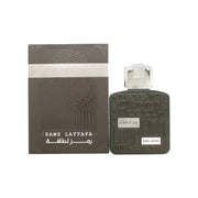 Lattafa Ramz Lattafa Silver Eau de Parfum 100 ml fra Lattafa, sølvfarvet flakon med geometrisk mønster og kantet låg