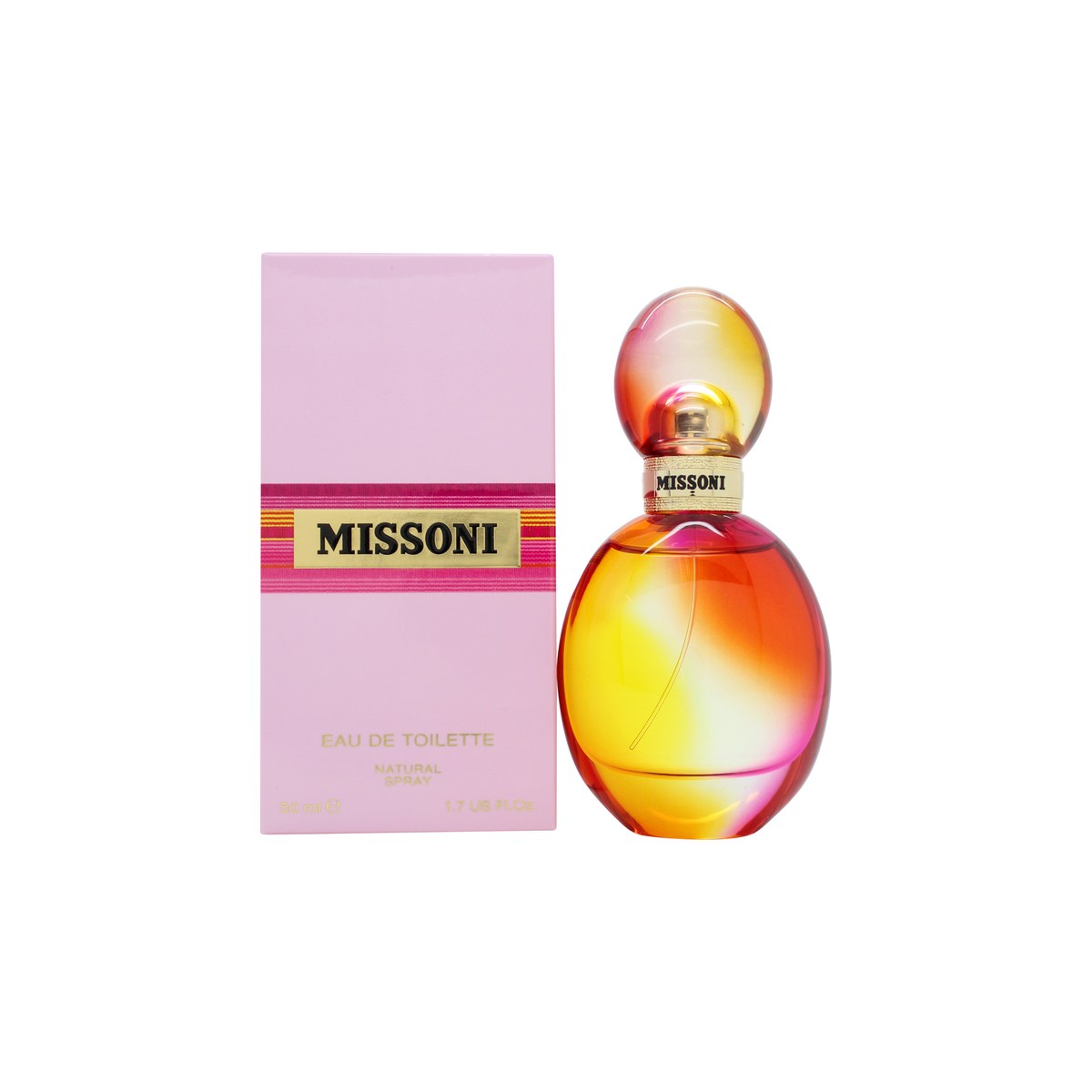 Missoni Missoni Eau de Toilette 50 ml fra Missoni, firkantet glasflakon med farverigt zigzag-mønster og gylden rund låg