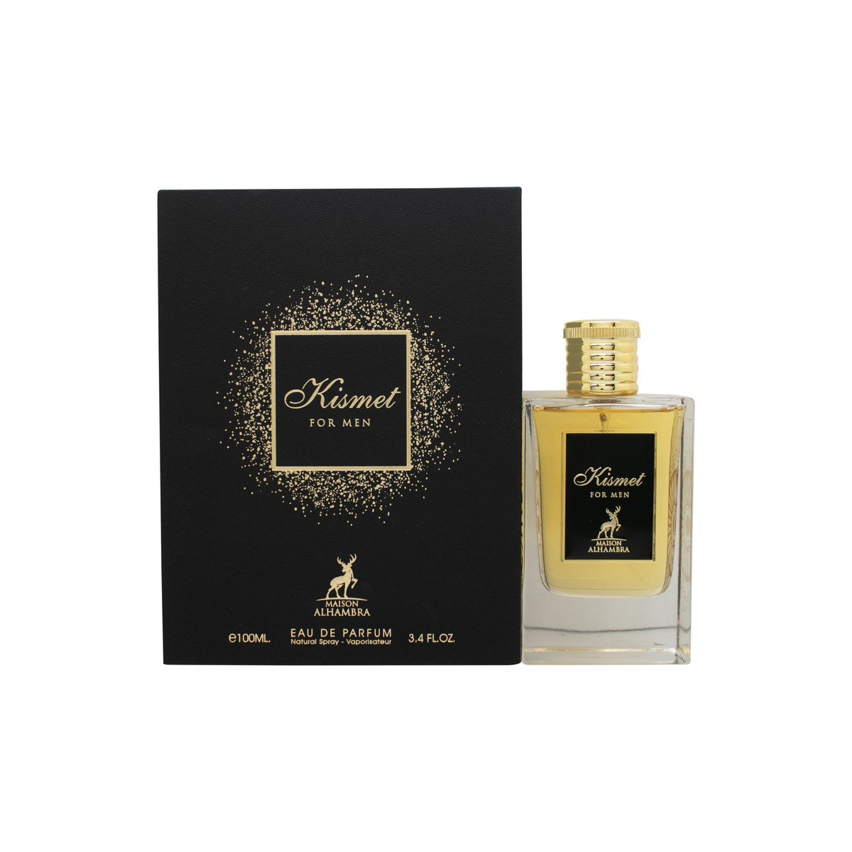 Maison Alhambra Kismet for Men Eau de Parfum 100 ml Maison Alhambra – mørk ravfarvet flakon med guldkapsel og firkantet design