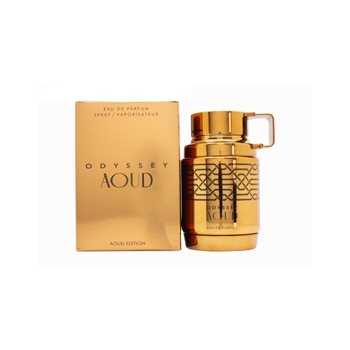 Armaf Odyssey Aoud Eau de Parfum 100 ml fra Armaf, sort cylindrisk flakon med guldfarvet låg og elegant guldetiket