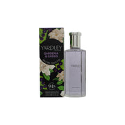 Yardley Gardenia & Cassis Eau de Toilette, Yardley 125 ml – klar glasflaske med sølvkork og blomstret etiket i lilla toner