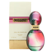 Missoni (2015) Eau de Parfum 30 ml – elegant rund glasflakon i farvet zigzag-mønster og gyldent låg