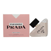 Prada Paradoxe Virtual Flower Eau de Parfum 90 ml, Prada – trekantet lyserød flakon med sort logo og skråt korklåg i glasdesign