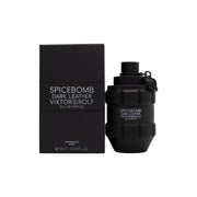 Viktor & Rolf Spicebomb Dark Leather Eau de Parfum 90 ml i mat sort granatformet flakon med læderdetalje og metalring.