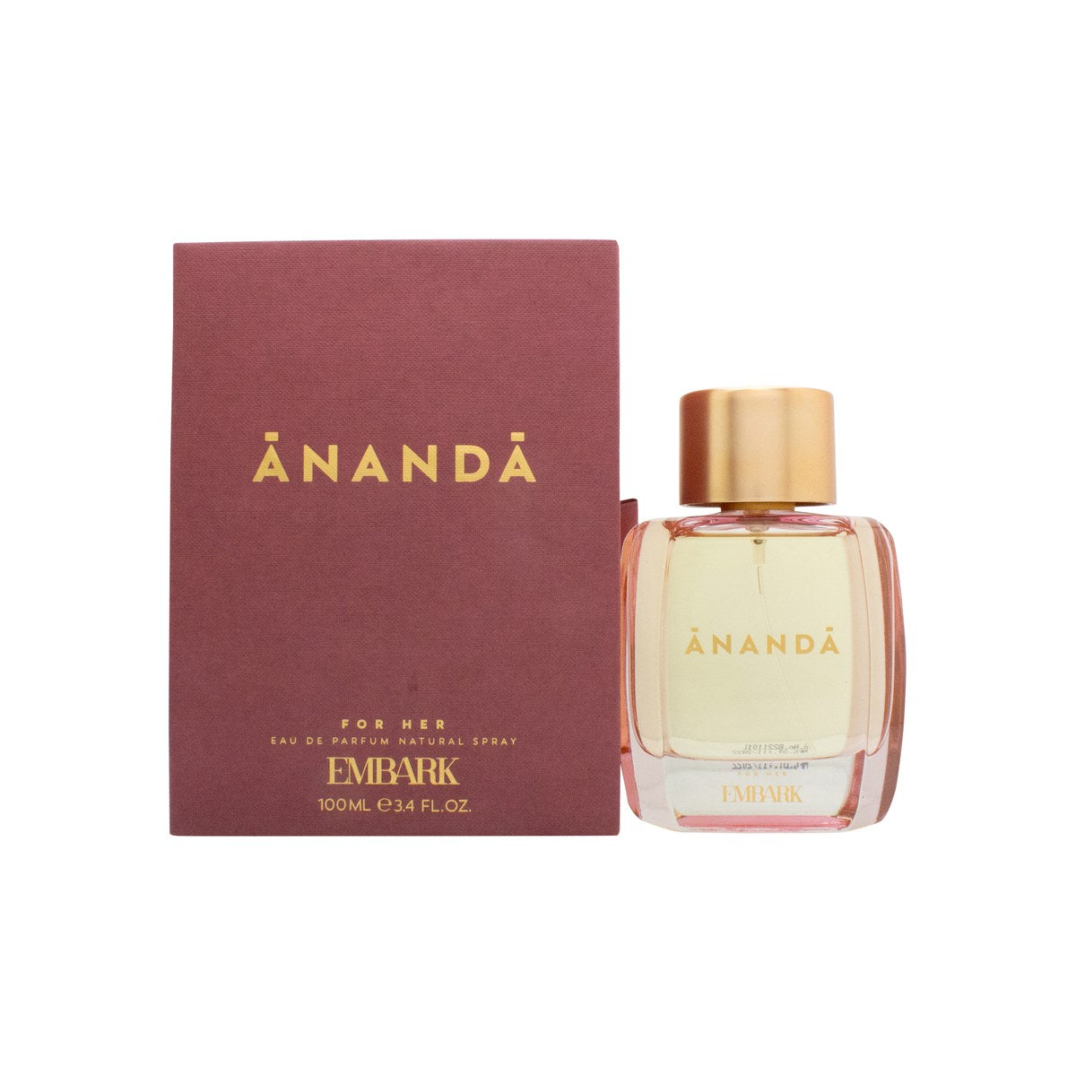 Embark Ananda For Her Eau de Parfum, Embark, 100 ml – elegant klar glasflaske med rosagylden kork og bløde kurver