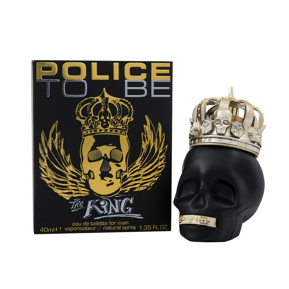Police To Be The King Eau de Toilette 40 ml, Police, 40 ml flakon formet som kongeblå kranie med guldkronelåg