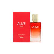 Hugo Boss Alive Intense Eau de Parfum 30 ml – rektangulær ravfarvet glasflaske med guldrammet kant og gyldent låg