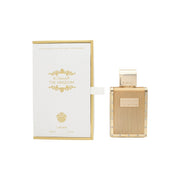Lattafa The Kingdom Eau de Parfum 100 ml, Lattafa – mørkeblå rektangulær flakon med gyldent kronelåg og emblem.