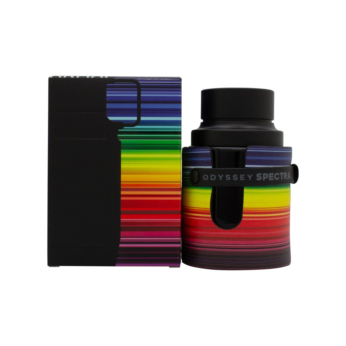 Armaf Odyssey Spectra Rainbow Eau de Parfum, Armaf, 100 ml – rektangulær flakon i regnbuefarvet glas med gyldent låg og logo