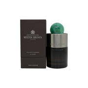 Molton Brown Wild Mint & Lavandin Eau de Parfum 100 ml – klar, cylindrisk glasflaske med sølv låg og grøn detalje