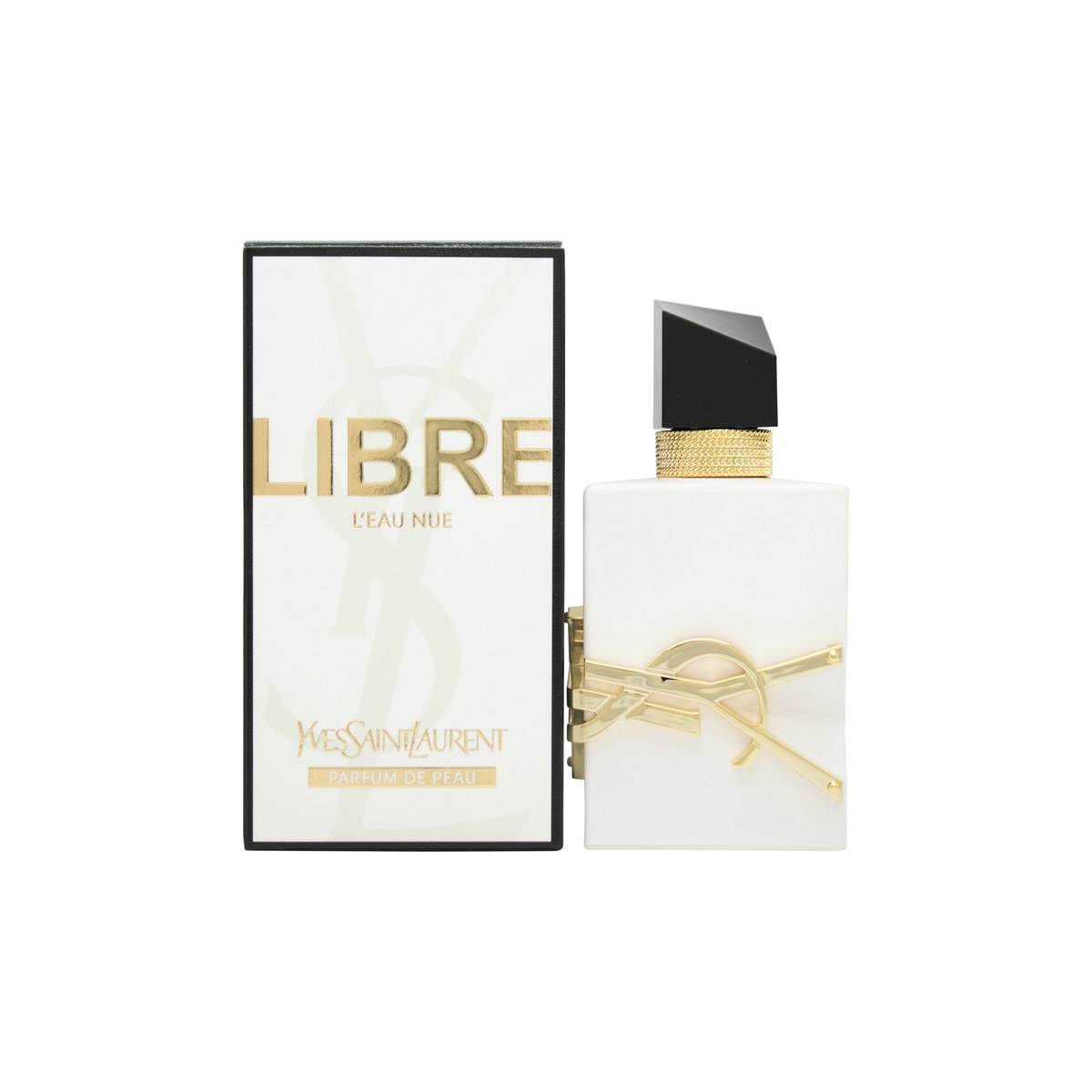 Yves Saint Laurent Libre L’Eau Nue Eau de Parfum 50 ml – klar rektangulær flakon med gylden YSL-logo og sort låg