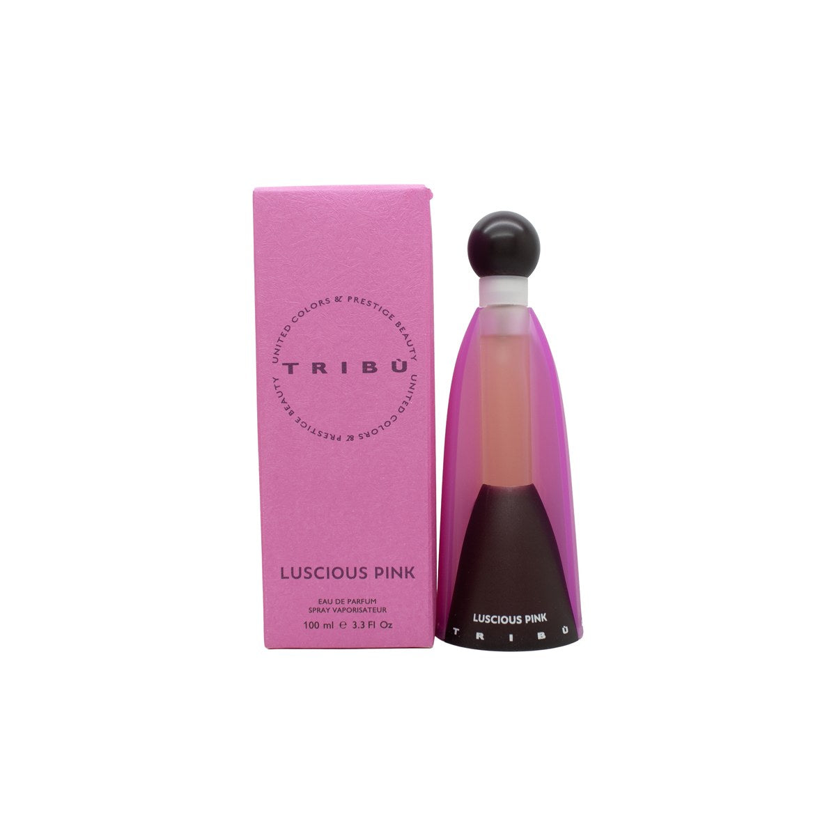United Colors & Prestige BeautyTRIBÙ Luscious Pink Eau de Parfum 100 ml – pink, rund glasflakon med guldfarvet låg