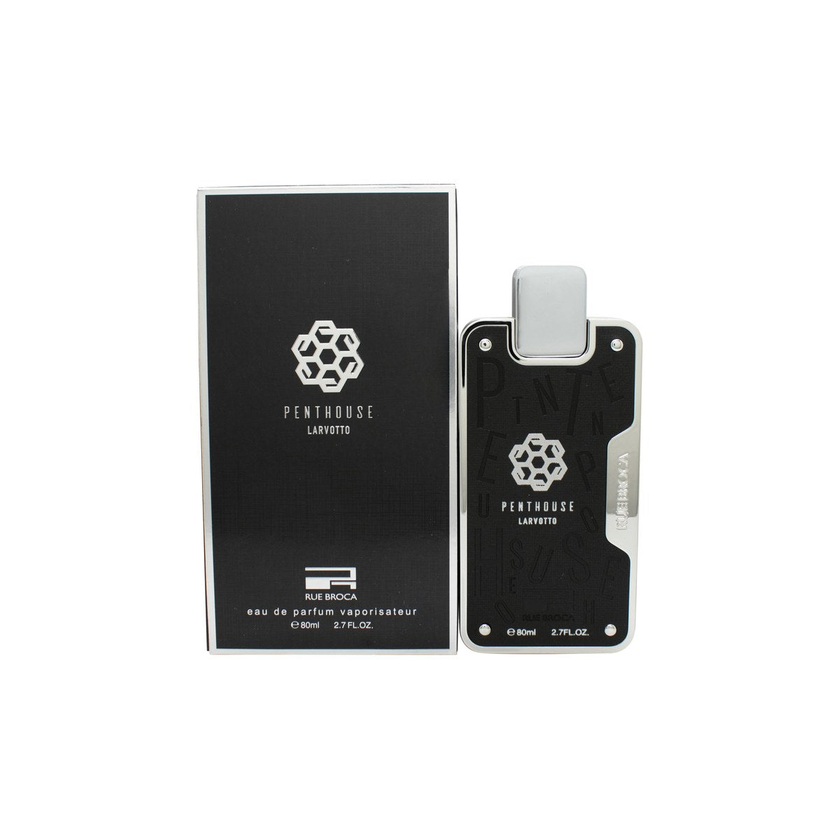 Rue Broca Penthouse Larvotto Eau de Parfum 80 ml i mørkeblå flakon med guldkapsel og kantet, eksklusivt design