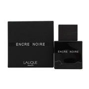 Lalique Encre Noire Eau de Toilette 50 ml i sort, kubisk glasflaske med trælåg og minimalistisk etiket