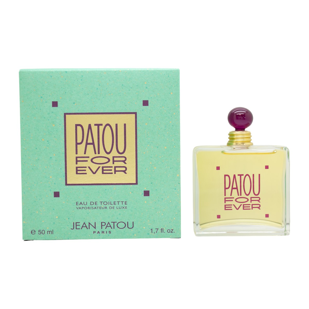 Jean Patou Patou For Ever Eau de Toilette, Jean Patou 50 ml – klar glasflakon med rosa duft og sort kubisk låg