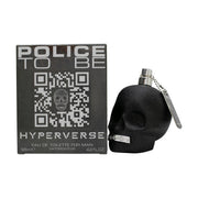 Police To Be Hyperverse Eau de Parfum 125 ml – sort kranieformet flakon med neonfarvede grafiske linjer og blank finish