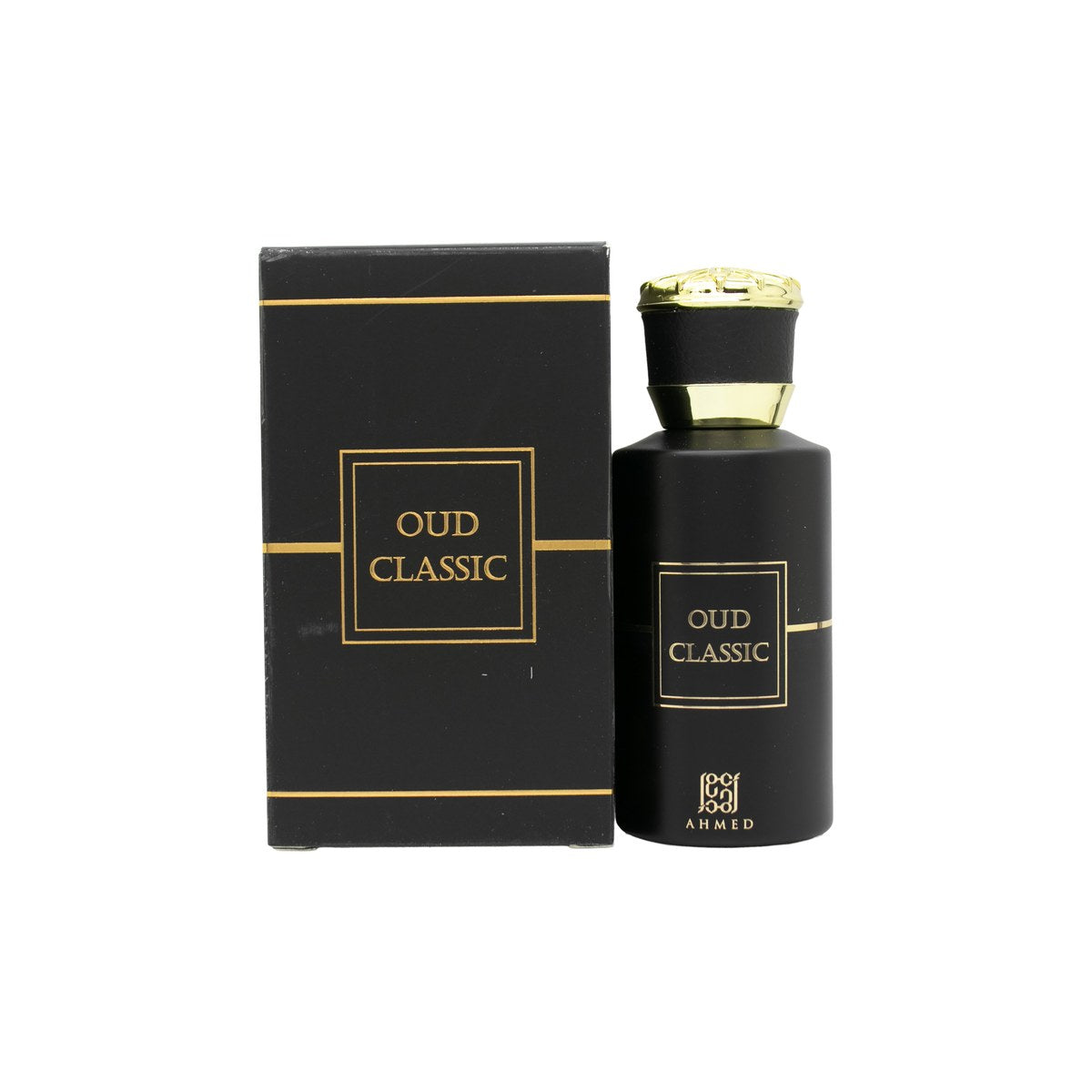 Ahmed Al Maghribi Oud Classic Eau de Parfum 50 ml – mørk glasflaske med gyldent låg og klassisk, orientalsk design