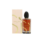 Giorgio Armani Sì Parfum, Giorgio Armani, 100 ml – elegant klar flakon med rosé duft og sort låg med guldring.