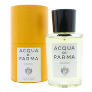 Acqua Di Parma Colonia Eau De Cologne, Acqua Di Parma 50 ml – klar glasflaske med gul etiket og sort låg.