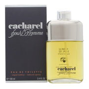 Cacharel Pour L'Homme Eau de Toilette 100ml, Cacharel, 100 ml – slank klar glasflaske med sølvprop og hvid front