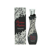 Christina Aguilera Unforgettable Eau de Parfum 75 ml – lilla flakon med sort blondeprint og elegant kvastdetalje