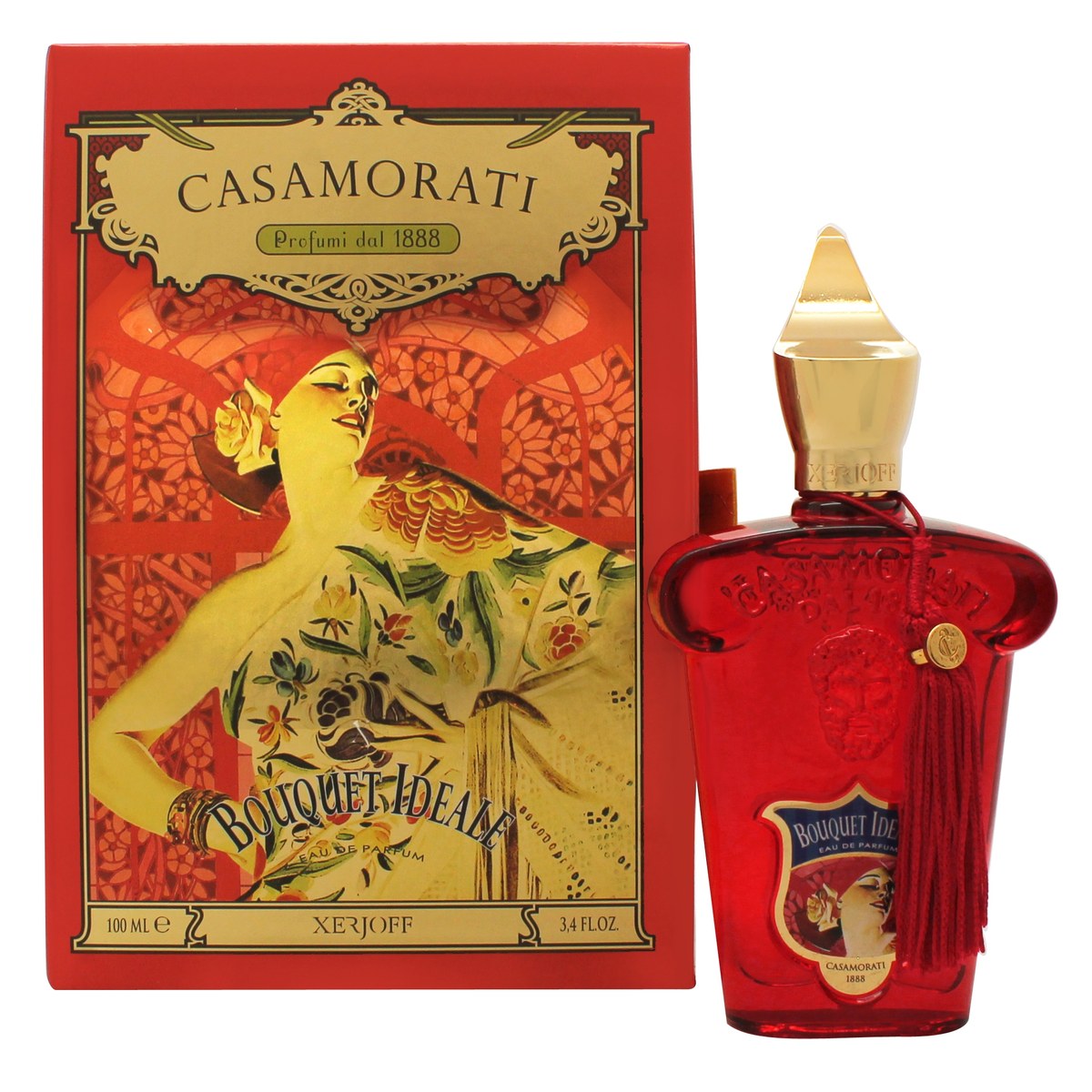 Xerjoff Bouquet Ideale Eau de Parfum 100 ml – mørk gylden flakon i firkantet glas med guldplade og orientalsk udtryk