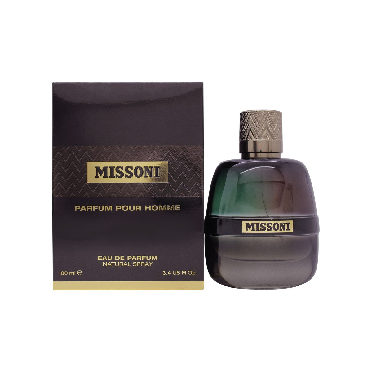 Missoni Pour Homme Eau de Parfum 100 ml, Missoni – mørkeblå riflet glasflaske med sort hætte og sølvlogo