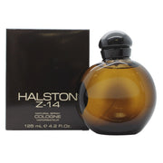 Halston Z-14 Eau de Cologne 125 ml, Halston – klar rektangulær glasflakon med gylden væske og sort låg, enkelt design.