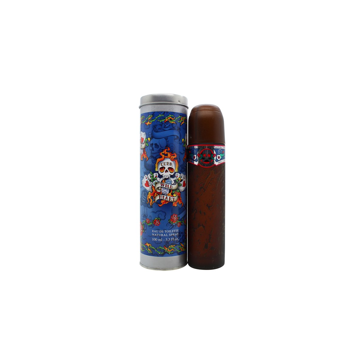 Cuba Wild Heart Eau de Toilette 100 ml fra Cuba – cigarformet flaske i ravfarvet glas med sort bånd og gul detaljer