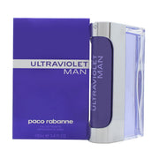 Paco Rabanne Ultraviolet Man Eau De Toilette 100 ml – oval, flad lilla glasflakon med sølvfarvet spraytop