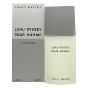 L'Eau D'Issey Pour Homme Eau De Toilette Issey Miyake 200 ml klar glasflakon med konisk form og sølvgrå kapsel
