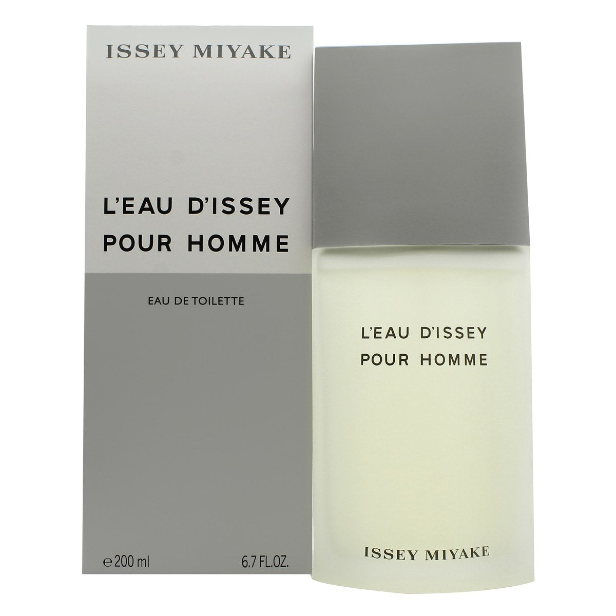 L'Eau D'Issey Pour Homme Eau De Toilette Issey Miyake 200 ml klar glasflakon med konisk form og sølvgrå kapsel