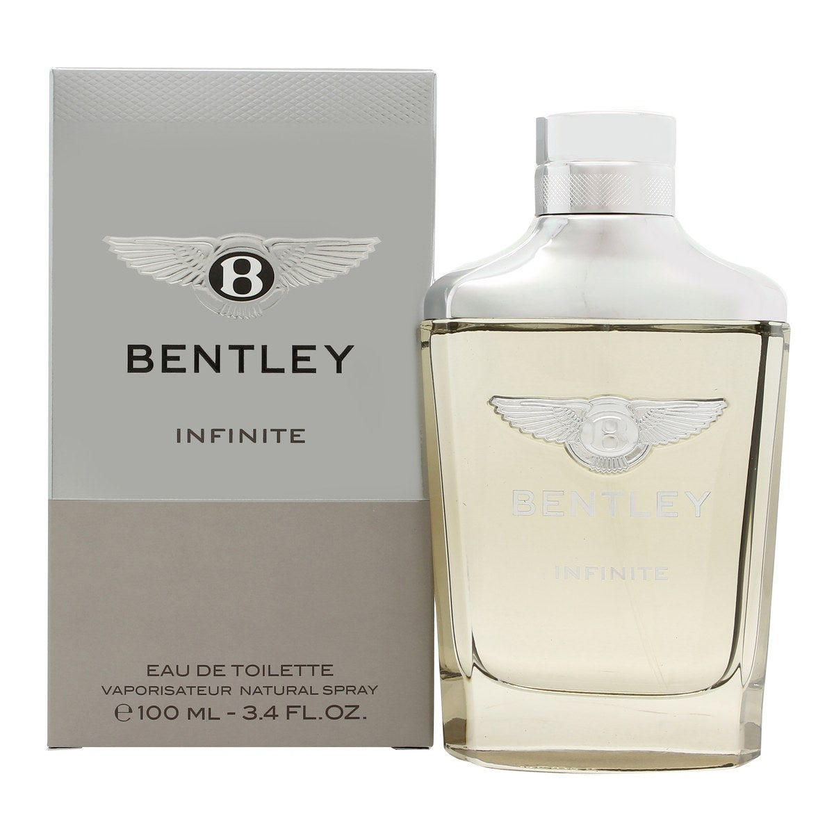 Bentley Infinite Eau de Toilette 100ml, Bentley, 100 ml – klar glasflakon med sølvfarvet låg og sort detalje, enkelt og maskulint design