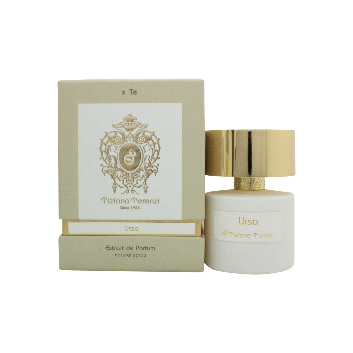 Tiziana Terenzi Ursa Eau de Parfum 100ml, Tiziana Terenzi 100 ml flakon i mørkebrun glas med gulddetaljer og sort låg