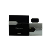 Al Haramain L'Aventure Homme Eau de Parfum, Al Haramain, 100 ml – mat sort og sølv firkantet flakon med geometrisk front.