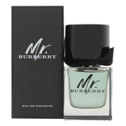 Mr Burberry Eau De Toilette, Burberry, 50 ml – klar glasflaske med sort bånd og sort låg, minimalistisk maskulint design