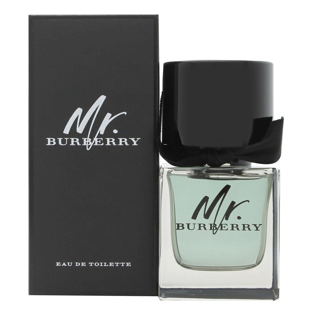 Mr Burberry Eau De Toilette, Burberry, 50 ml – klar glasflaske med sort bånd og sort låg, minimalistisk maskulint design